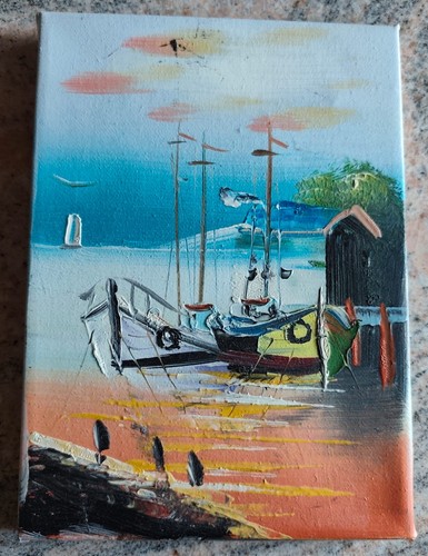 ölgemälde schifferboot - schifferboot, im