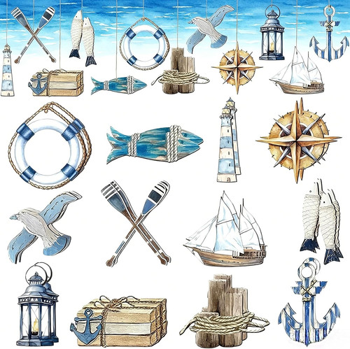 Maritime deko set - maritime, mit